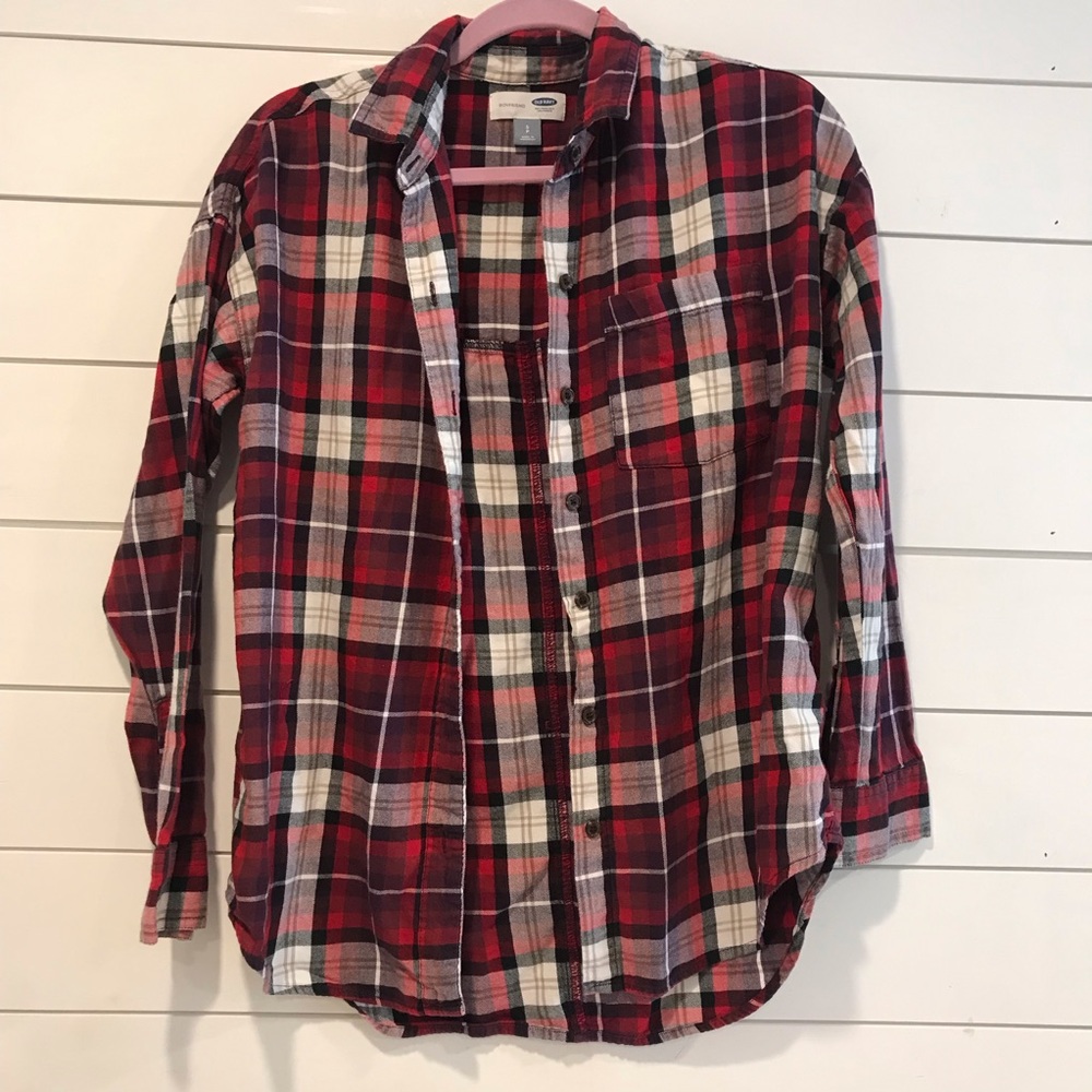 🌟OLD NAVY | 2/$20 Burgundy/ Red Plaid Flannel
